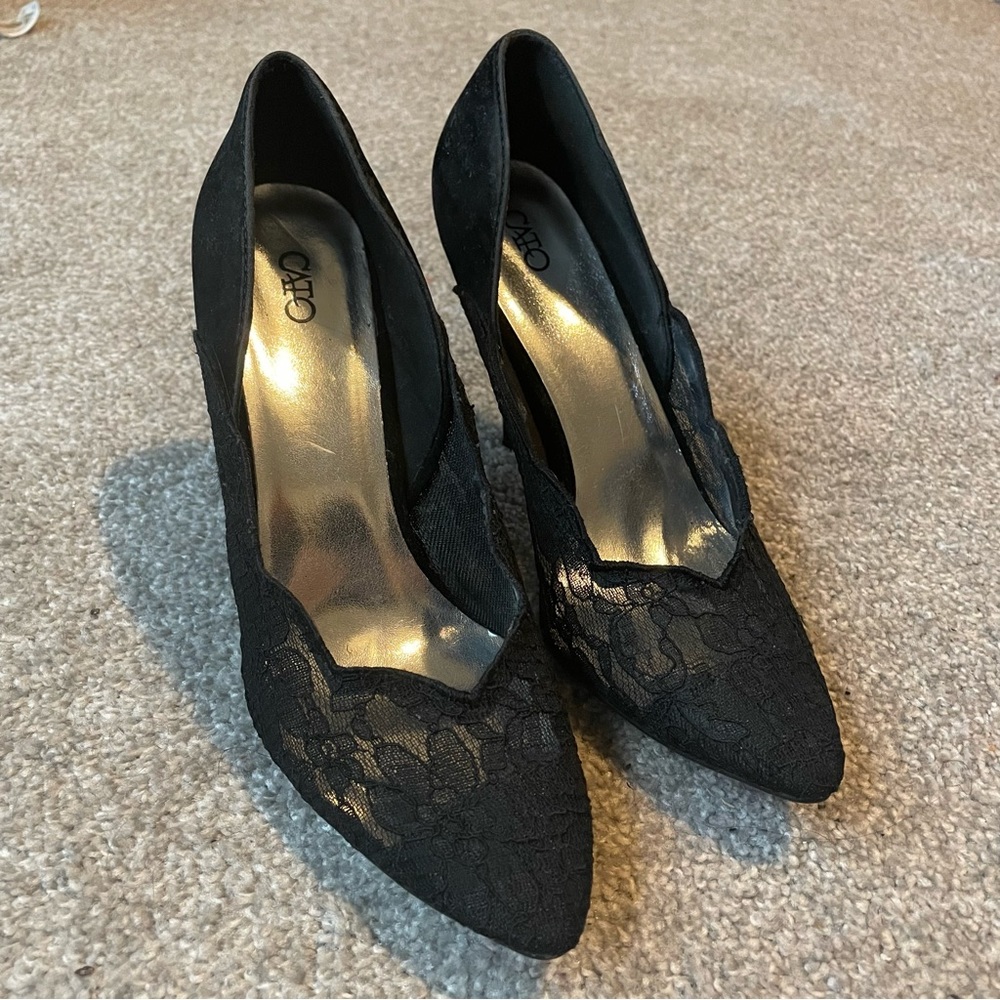 Black lace heels